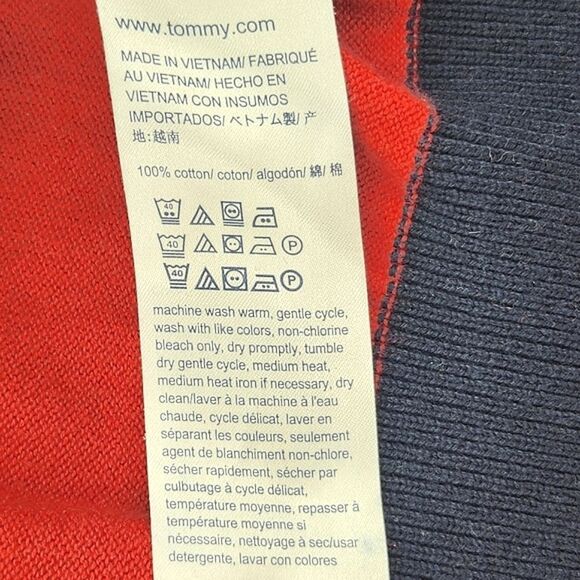 Tommy Hilfiger Logo Sweater Mens Size Medium Colorblock V Neck 90s Retro Preppy - Picture 7 of 7